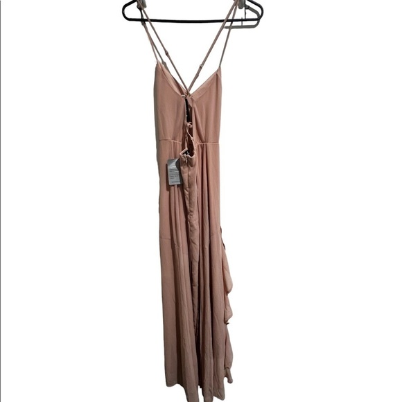 Lulus in love forever nude pink lace up maxi dress size xs - Picture 3 of 8